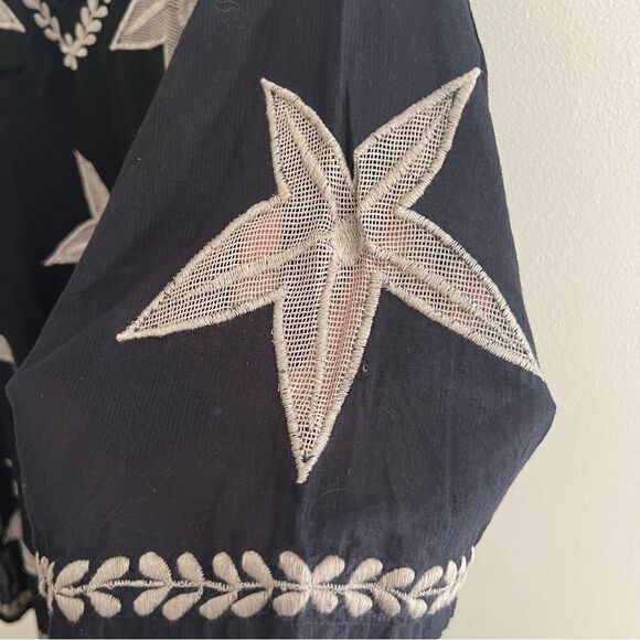 Embroidered Starfish Three-Quarter Sleeve Tunic /Swim coverup NWOT XL Black/Gray - Picture 12 of 13